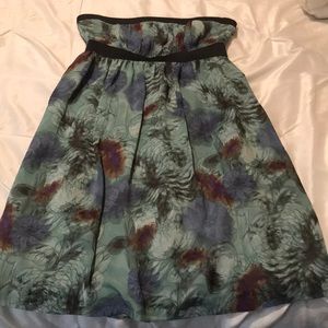 Green strapless floral dress